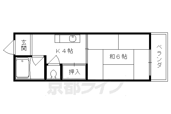 京栄マンション 501｜京都府京都市山科区日ノ岡坂脇町(賃貸マンション1K・5階・20.27㎡)の写真 その2