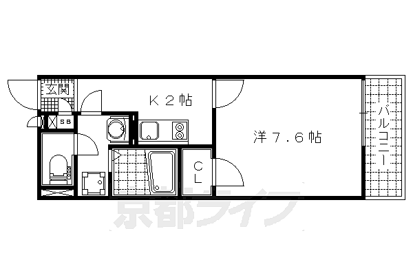 レオネクストミューズ 204｜京都府京都市山科区勧修寺東北出町(賃貸アパート1K・2階・26.08㎡)の写真 その2