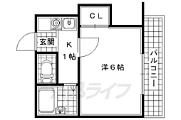 JR奈良線 宇治駅 徒歩20分の賃貸アパート 2階1Kの間取り