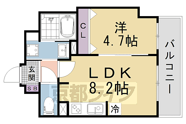 サンクチュアリ山科三条 507｜京都府京都市山科区竹鼻竹ノ街道町(賃貸マンション1LDK・5階・33.00㎡)の写真 その2