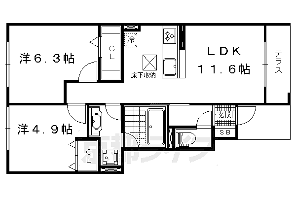 メゾンドメルヴェーユ京都 101｜京都府京都市山科区北花山大林町(賃貸アパート2LDK・1階・52.81㎡)の写真 その2