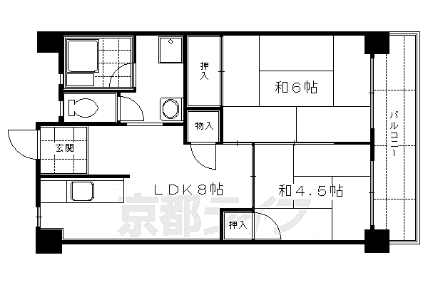 豊和マンション稲荷 304｜京都府京都市伏見区深草鈴塚町(賃貸マンション2LDK・3階・40.00㎡)の写真 その2