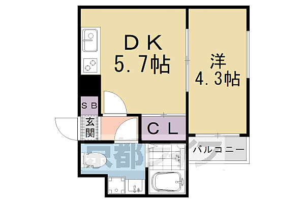 ＴＨＥ　ＧＡＲＮＥＴ　ＳＵＩＴＥ　ＲＥＳＩＤＥＮＣＥ　山科Ｗ 301｜京都府京都市山科区厨子奥矢倉町(賃貸マンション1DK・3階・25.15㎡)の写真 その2