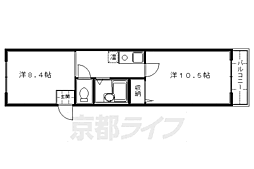リバーサイド墨染 2階2Kの間取り