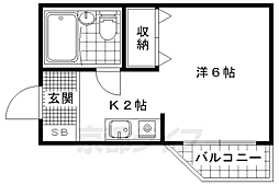 プルシャン山科 1Kの間取図画像
