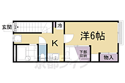 レオパレスプラティニ 2階1Kの間取り