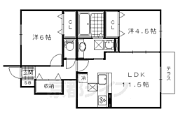 Ｒａｆｆｉｎｅ　Ｂｉｗａ 1階2LDKの間取り