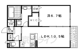 シャーロット壱番館 1階1LDKの間取り