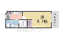 セレニティ伏見桃山 1階1Kの間取り