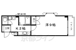 メディナ椥辻 7階1Kの間取り
