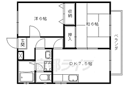 レグルスコート 2階2DKの間取り
