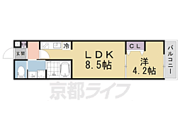 ＡＬＥＧＲＩＡ大津 1階1LDKの間取り