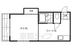メゾン桃栄 2階1DKの間取り
