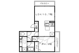 カメリア 2階1LDKの間取り