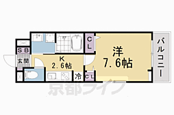 ウエスト　コミタリアIII 3階1Kの間取り