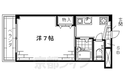 第18長栄レジデンス深草21 1階1Kの間取り