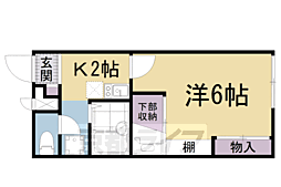 レオパレス湖月 1階1Kの間取り