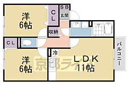 ペイサージュ 2階2LDKの間取り