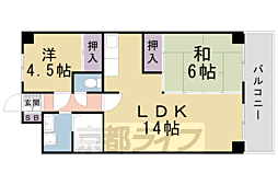 エクセレント墨染 3階2LDKの間取り