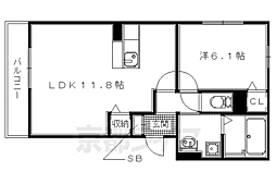 JR奈良線 木幡駅 徒歩5分の賃貸アパート 3階1LDKの間取り