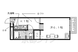 近鉄京都線 大久保駅 徒歩7分の賃貸アパート 1階1Kの間取り
