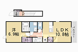 サニーヒルズＢ 201 1階1LDKの間取り