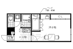 京阪宇治線 黄檗駅 徒歩14分の賃貸アパート 2階1Kの間取り