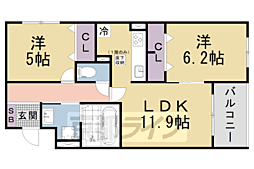 ヴェールフォンセ 1階2LDKの間取り