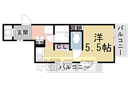 近鉄京都線 大久保駅 徒歩7分の賃貸マンション 4階ワンルームの間取り