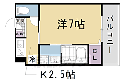 （仮称）京都山科御陵アパートメント 206 2階1Kの間取り