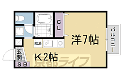 シフォン・ナカトミ 2階1Kの間取り