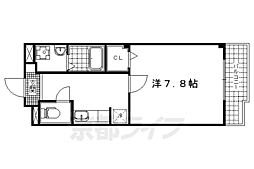 カルムアビタシオン大将軍II 2階1Kの間取り