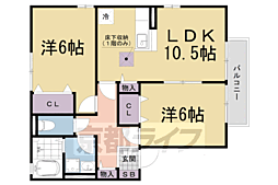 ＣＯＣＯハウス 2階2LDKの間取り