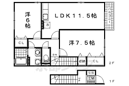 グランモアＡ 2階2LDKの間取り