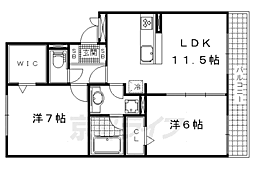 Ｋ’ｓグレイス 2階2LDKの間取り