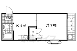 Ｋ．ウィステリア 2階1Kの間取り