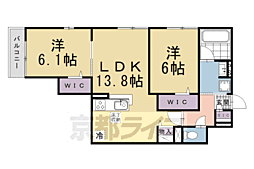 ハイダウェイ　両替町 2階2LDKの間取り