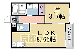 京都地下鉄東西線 六地蔵駅 徒歩3分の賃貸マンション 3階1LDKの間取り