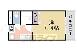 クローバー椥辻 1Kの間取図画像