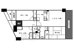 グランドメゾン修学院1番館 3LDKの間取図画像