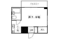 岩下ビルド北白川 1Kの間取図画像