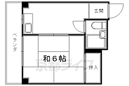 角屋マンション 1Kの間取図画像