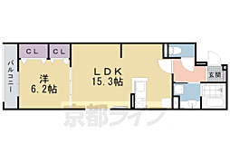 京都市下京区東側町マンション 1LDKの間取図画像