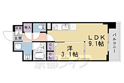 リシュドール梅小路 1LDKの間取図画像