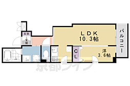 R北車屋町 1LDKの間取図画像