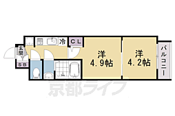京都市上京区千本通上長者町上る革堂前之町マンション 2Kの間取図画像