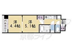 京都市上京区千本通上長者町上る革堂前之町マンション 2Kの間取図画像