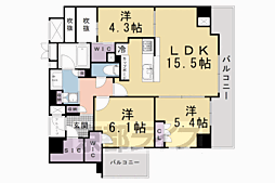 パラドール御所西グランデ 3LDKの間取図画像