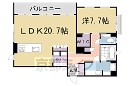 パーチェ三条菊鉾町 1LDKの間取図画像