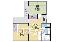 山下マンション 2DKの間取図画像